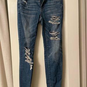 American Eagle Outfitters Blue Distressed Skinny Jeans